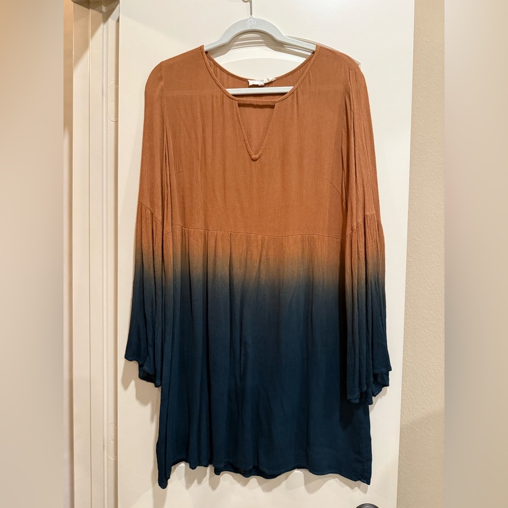 Entro Brown and Teal Ombre Tunic Dress